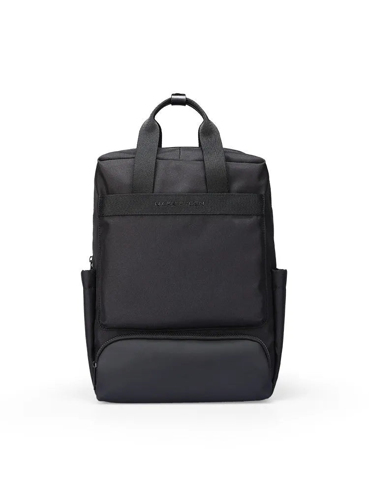 Elegant black Oxford cloth computer backpack with 20-35L capacity shown front view
