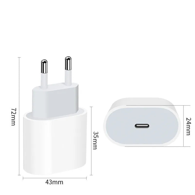 Mobile phone charger with American and European plug versions showing USB port