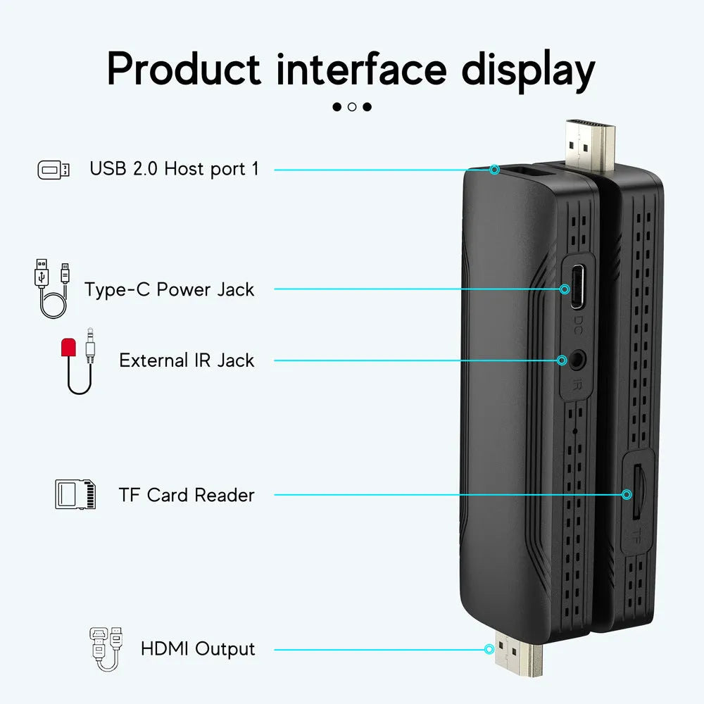 TV Stick 4K Network HD TV Player wireless black set-top box with remote and cables