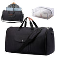 Foldable dark blue Oxford cloth duffel bag with 36-55L capacity for travel and gym.