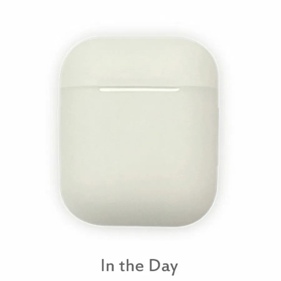 Luminous blue silicone flip-open protective case for Apple AirPods wireless earphones.