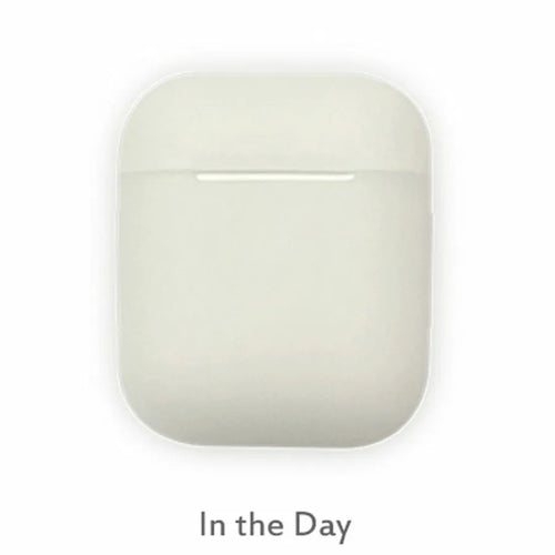 Luminous blue silicone flip-open protective case for Apple AirPods wireless earphones.