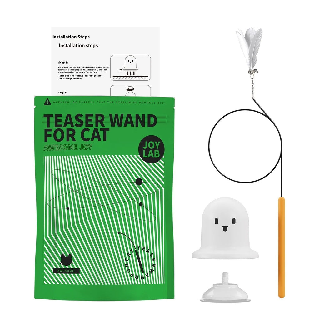 Cat toy strong suction cup cat teaser in plastic with green colour option