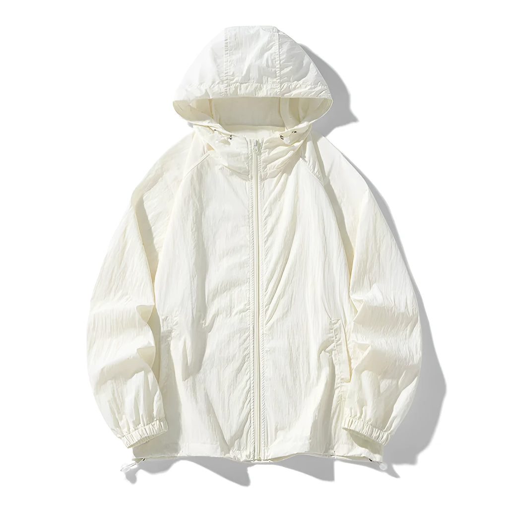Outdoor sports jacket in chemical fibre blend fabric available in eight colours with loose fit design