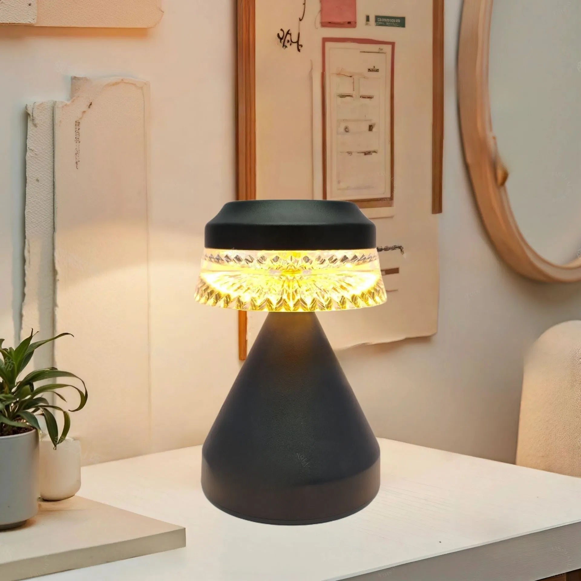 Creative LED charging night light in black, brown, or orange with USB cable and three-colour dimming
