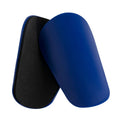 PU mini shin guards for football and sports, shown in black, white, red, and blue colours.