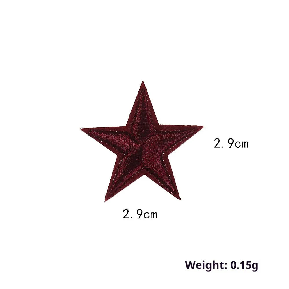 Colourful embroidered five-pointed star cloth stickers for DIY fabric decoration