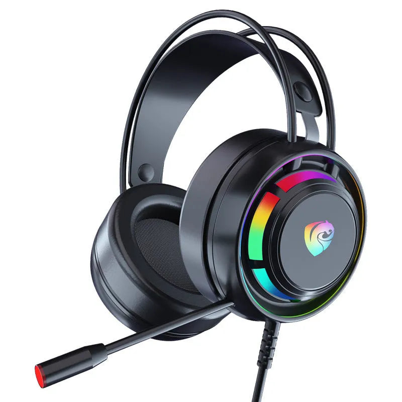 Black wired gaming headset with microphone and 2.2 metre cable for computer and mobile phone use
