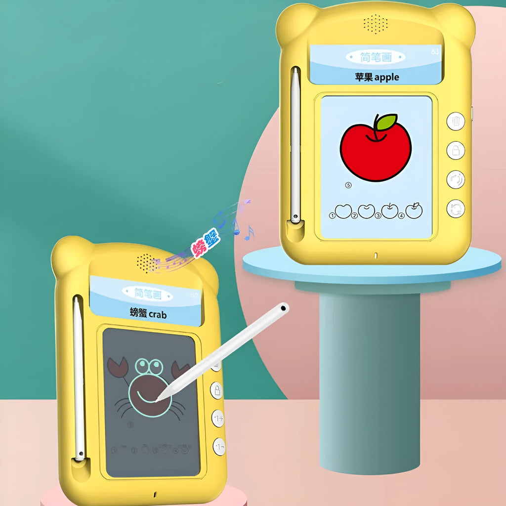 Yellow Creative Stick Figure Bilingual Early Learning Machine V3 with educational cards
