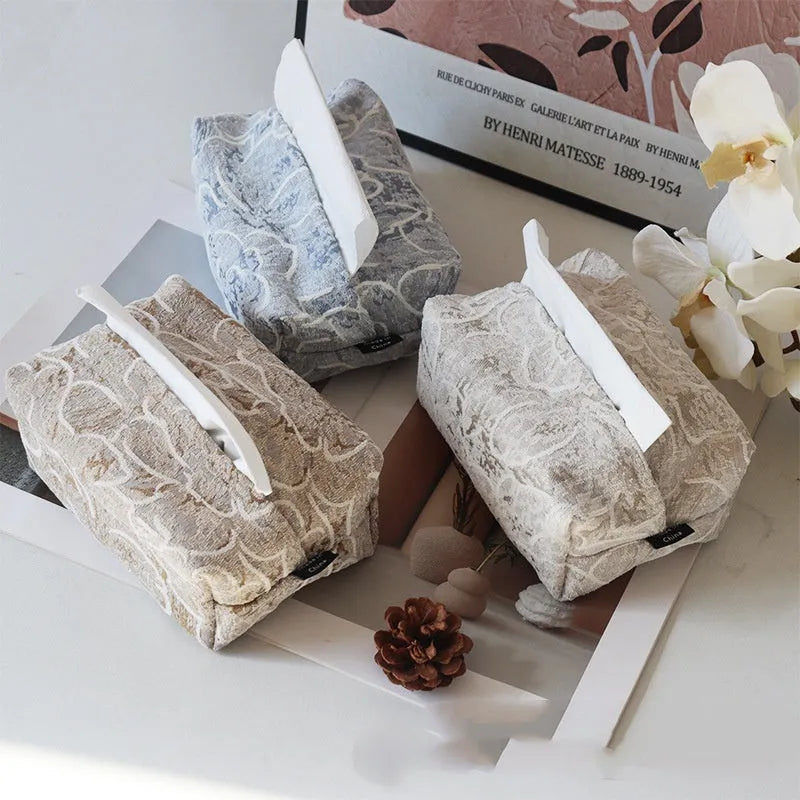 Chinese pastoral style cotton fabric tissue box in rose design colours