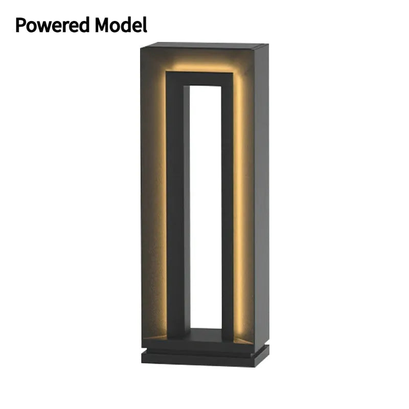 A modern geometric stainless steel acrylic outdoor garden lamp, 62cm tall, for solar or powered use.