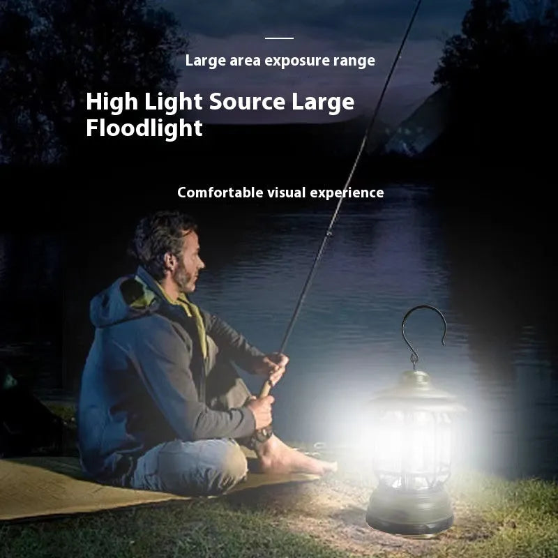 Portable LED camping lantern with magnetic base in dark green, black or red colours