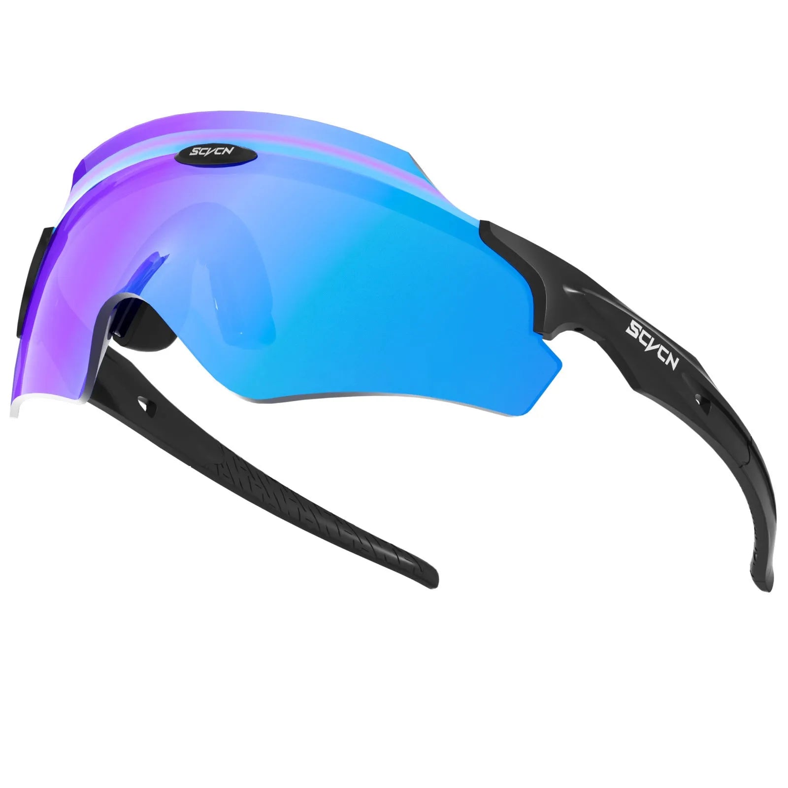 Frameless athletic windproof glasses with colourful integrated lens in sports design