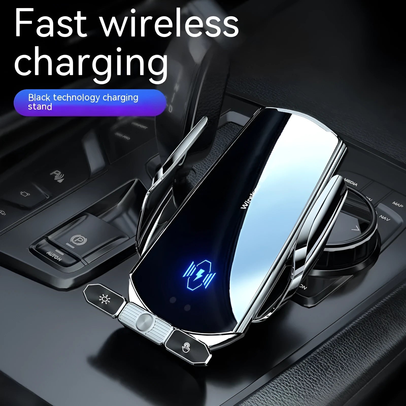 Car wireless charger phone bracket black buckle-type air outlet mount 15W