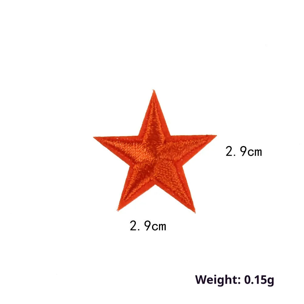 Colourful embroidered five-pointed star cloth stickers for DIY fabric decoration