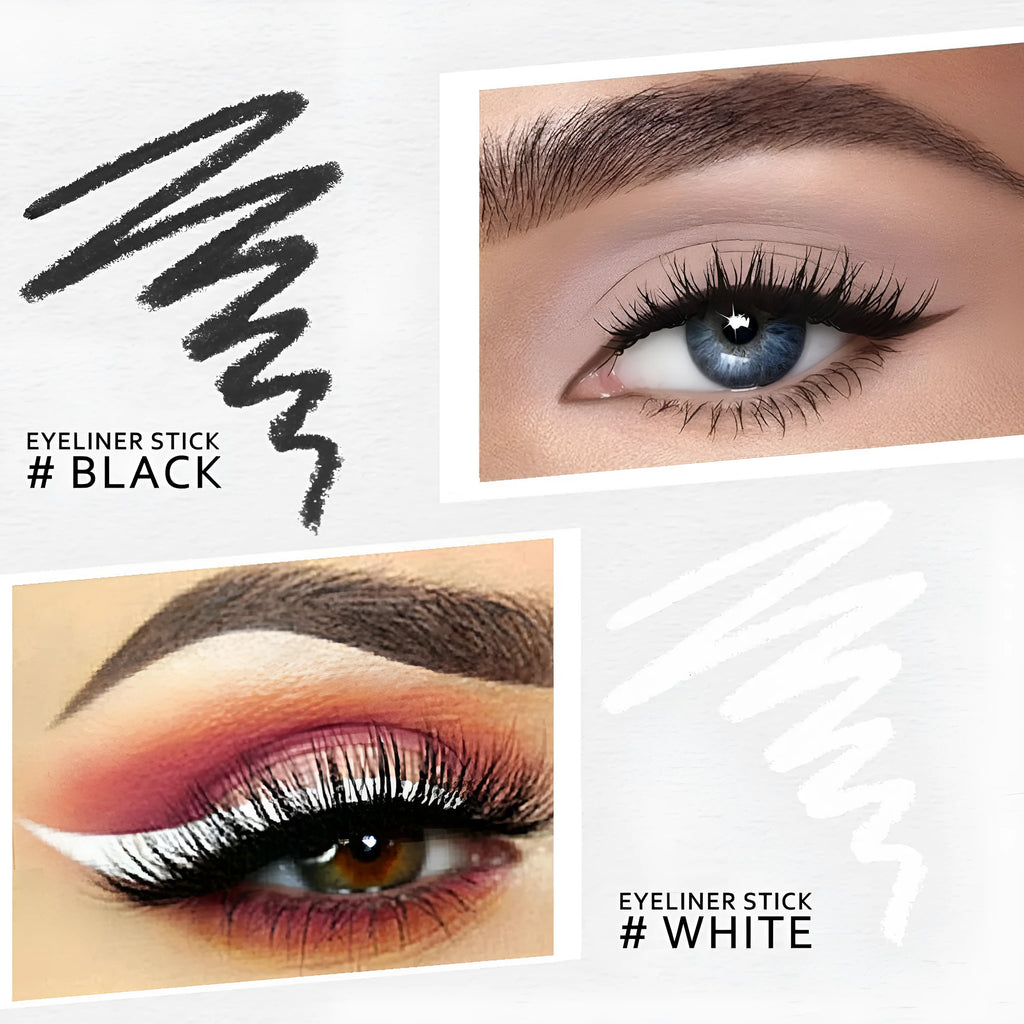 12 white and black eyeliner pencils with a sharpener for eyebrows, eyeshadow, and lips