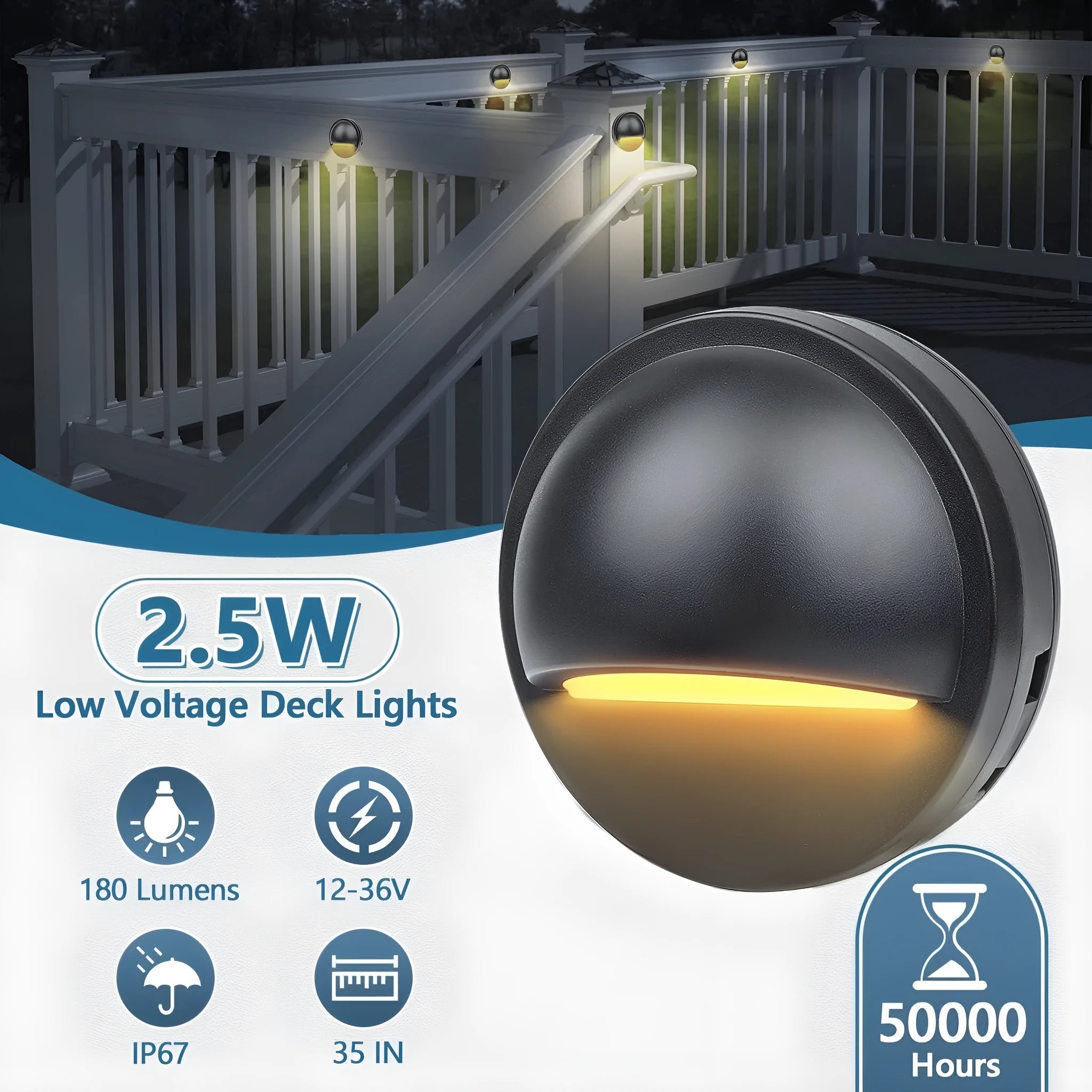 Platinum coloured low voltage outdoor step light with aluminium ABS PC construction