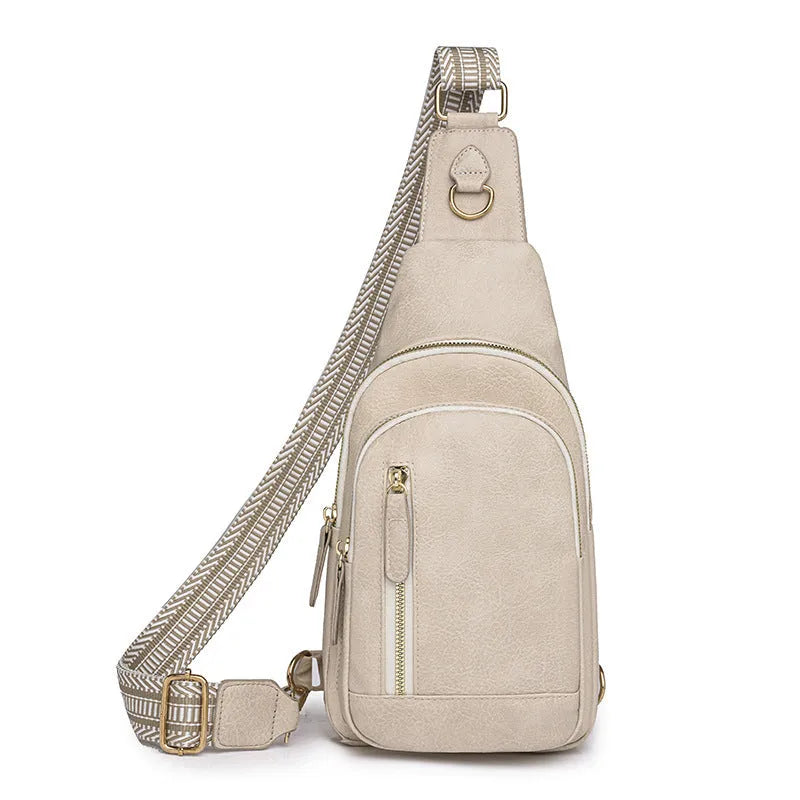 Women's soft PU leather crossbody messenger bag in street-trend style with zipper compartments