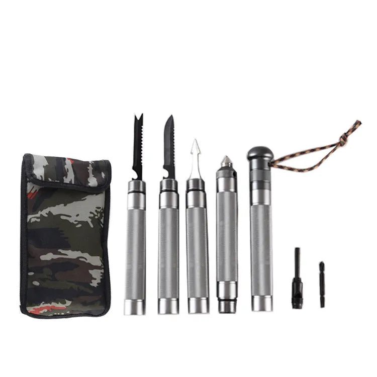 Silver aluminium alloy folding hiking stick 95cm for outdoor hiking and self-defence survival