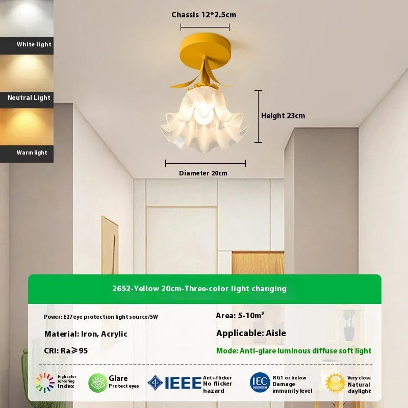 Cream Linglan flower design corridor aisle light with three-colour changing wall control