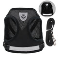 Polyester dog chest strap harness in red reflective small-hole colour, front view on white background