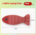 Catnip-filled fabric fish toy in blue, red or yellow available in large, medium and small sizes
