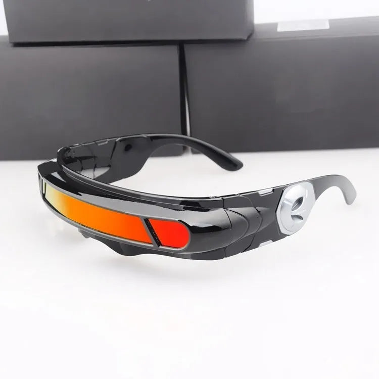 Black full rim polarised sports sunglasses shown with blue mercury tint lenses.