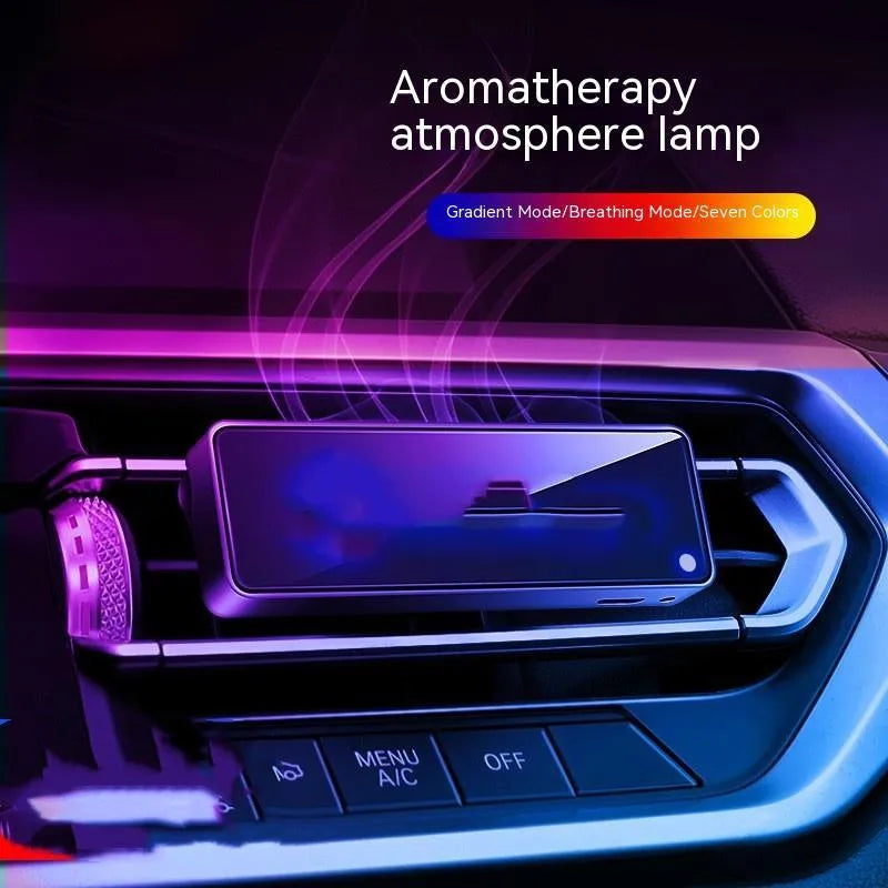 Black automobile aromatherapy air outlet ambience light with LED illumination for car interior