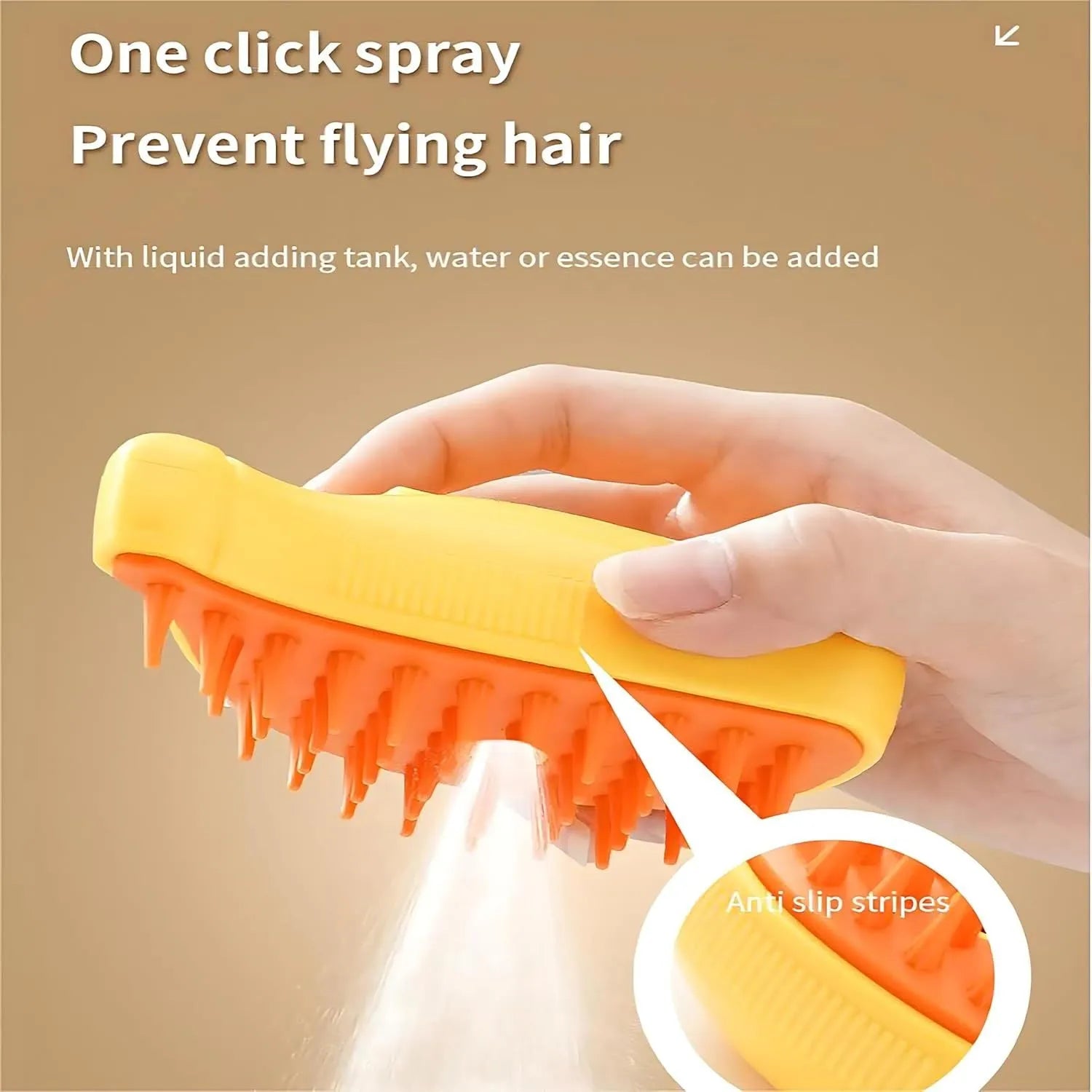 Green rechargeable cat steam brush with round teeth and massage function for pet grooming