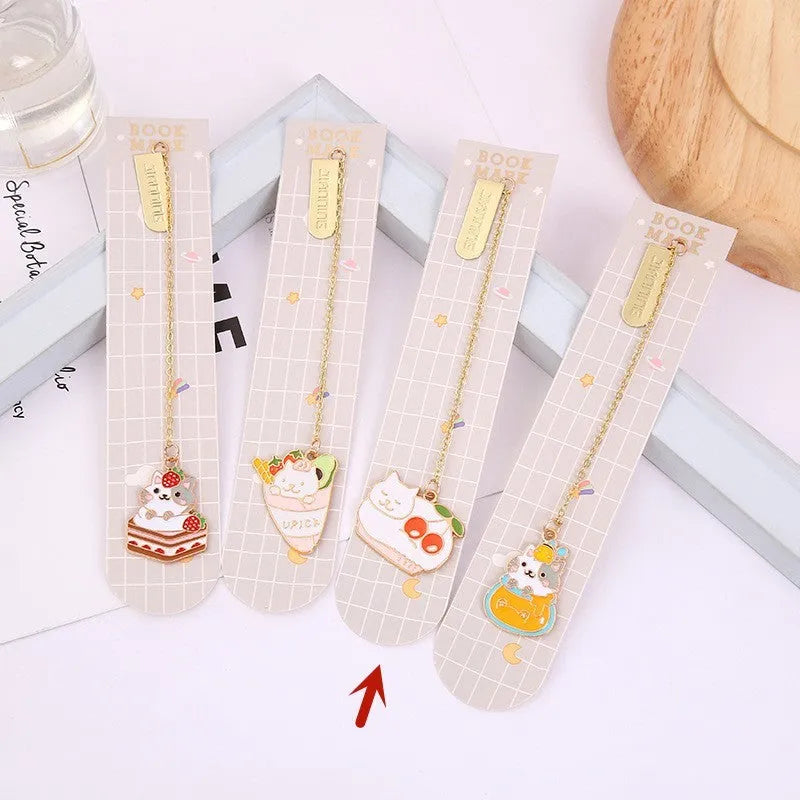 Jane Lime Foodie Cute Cat metal bookmark in choice of four cartoon styles.