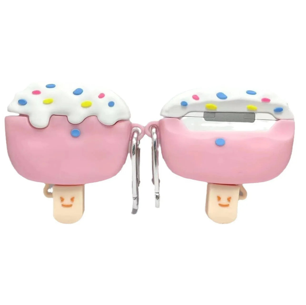 Blue silicone headphone case cover with cartoon lollipop design for Apple AirPods