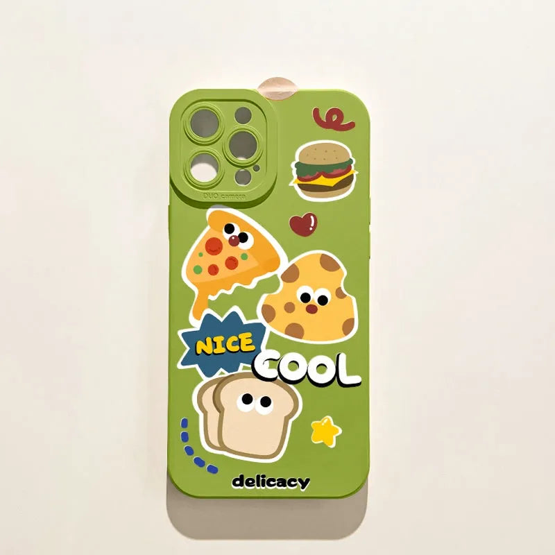 Cartoon animal printed TPU phone case for iPhone with anti-drop protection, available in multiple colours