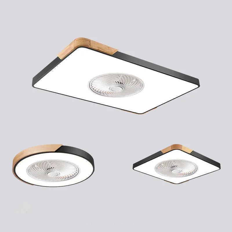 Nordic style ceiling fan light with solid wood blades for living room or bedroom