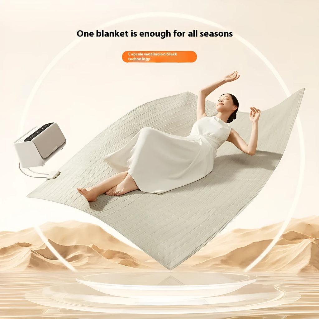 White Aideng electric water blanket with smart host controller in 1.4x2m and 1.8x2m sizes.