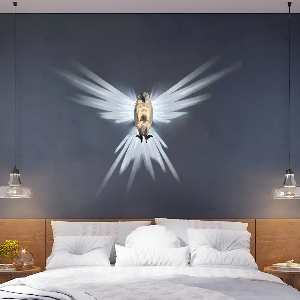 Injection moulded night light with ABS shade, showing owl and eagle silhouette designs for wall decor