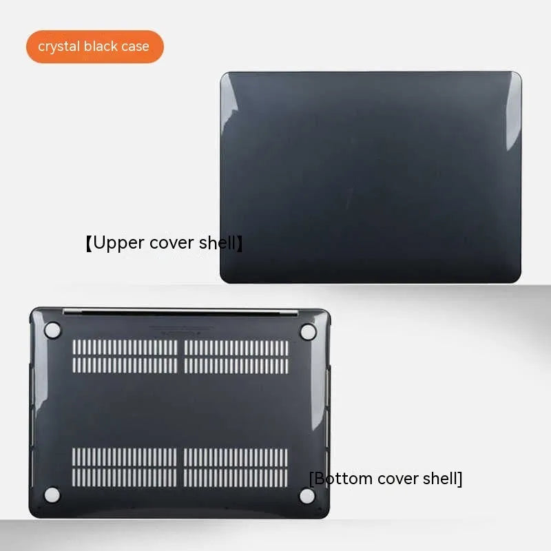 MacBook laptop hard protective case in frosted black finish on a MacBook Pro.