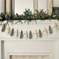 12 wooden Christmas wreath ornaments in natural colour, European style, 11x4.6x0.3cm