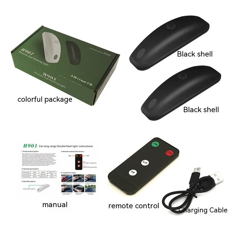 Remote control car strobe safety light with ABS housing for anti-collision visibility in rain and fog