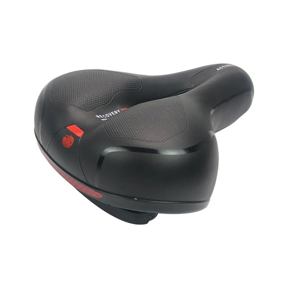 Bicycle saddle cushion with thickened silicone padding and PU leather cover including waterproof accessory