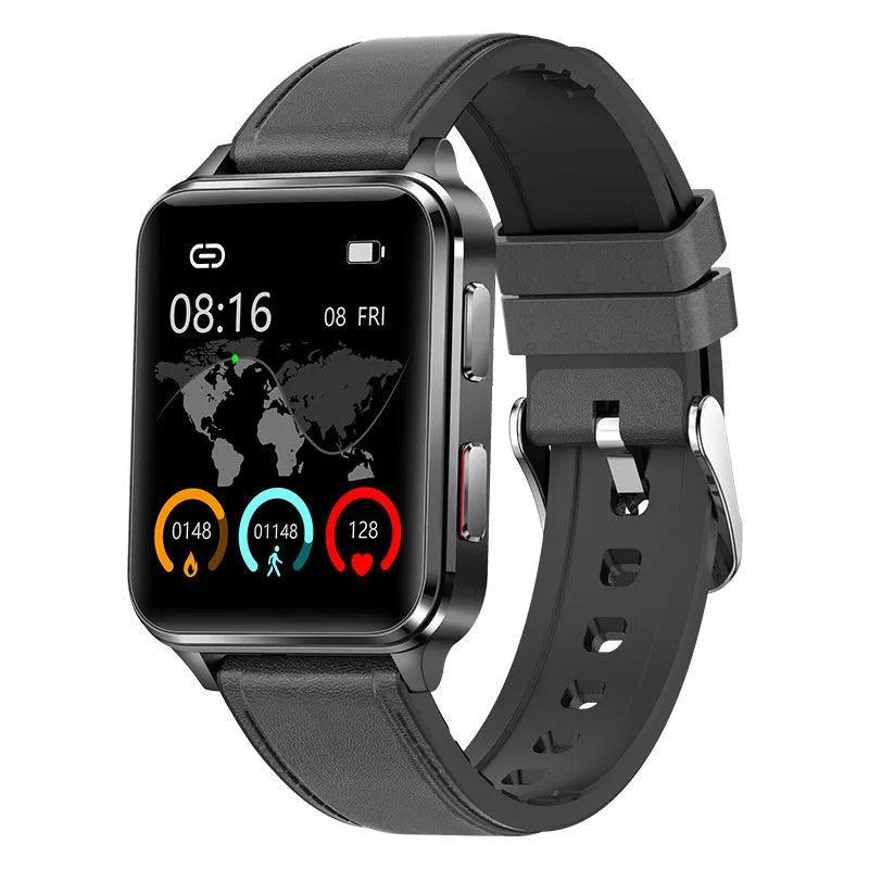 Smartwatch with 1.70-inch screen on silicone wristband showing fitness tracking display.