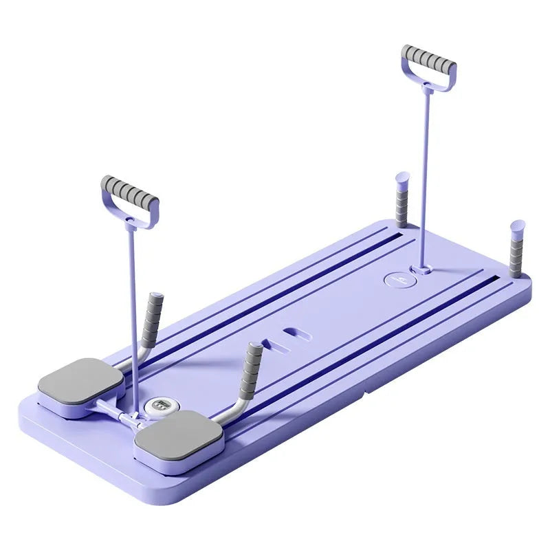 Purple PP material fitness board with automatic rebound abdominal wheel for home workouts