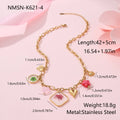 Women's stainless steel 18K gold plated epoxy flower pendant necklace with geometric shape and regular chain