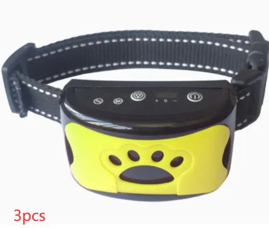 Waterproof rechargeable dog training collar with remote control in black colour, adjustable 6-35cm neck strap
