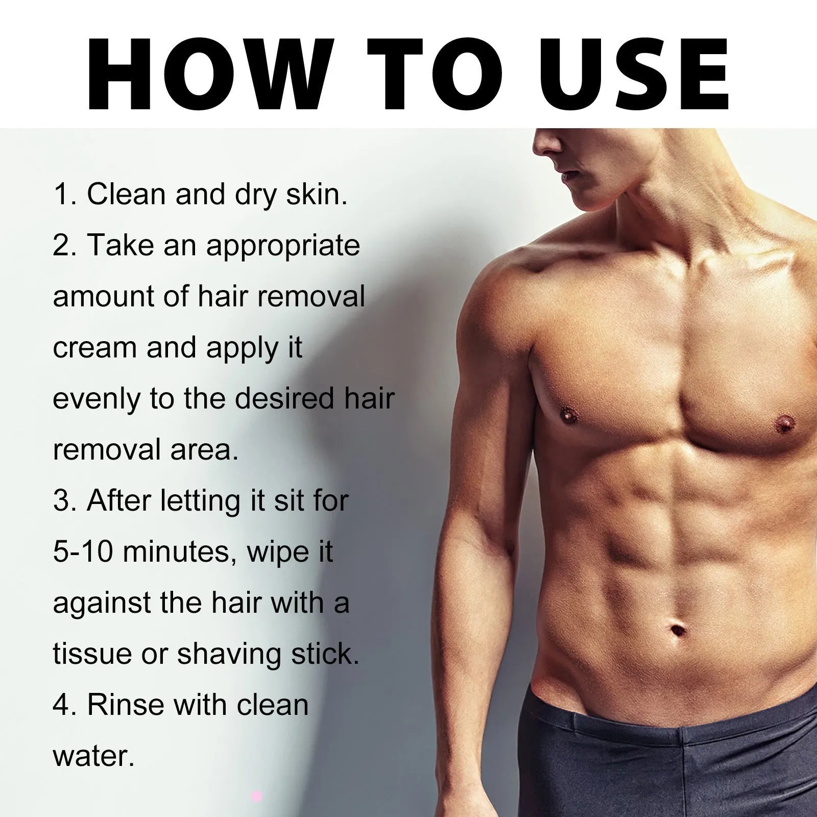 Men's hair removal cream tube 100ml for beard, armpit, hand and leg depilation