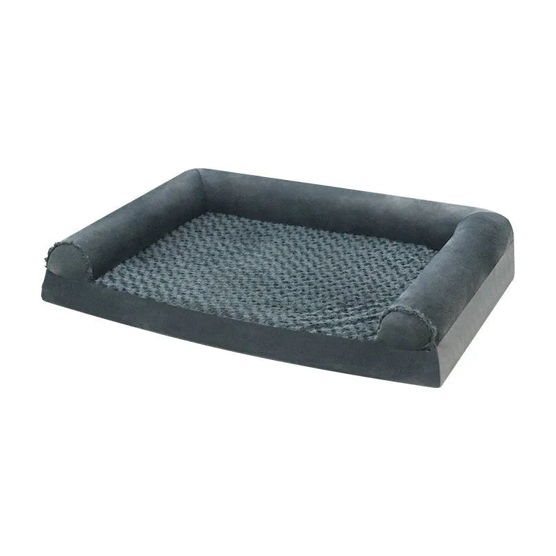 Soft cloth dog kennel bed in light grey and dark grey colours with three size options