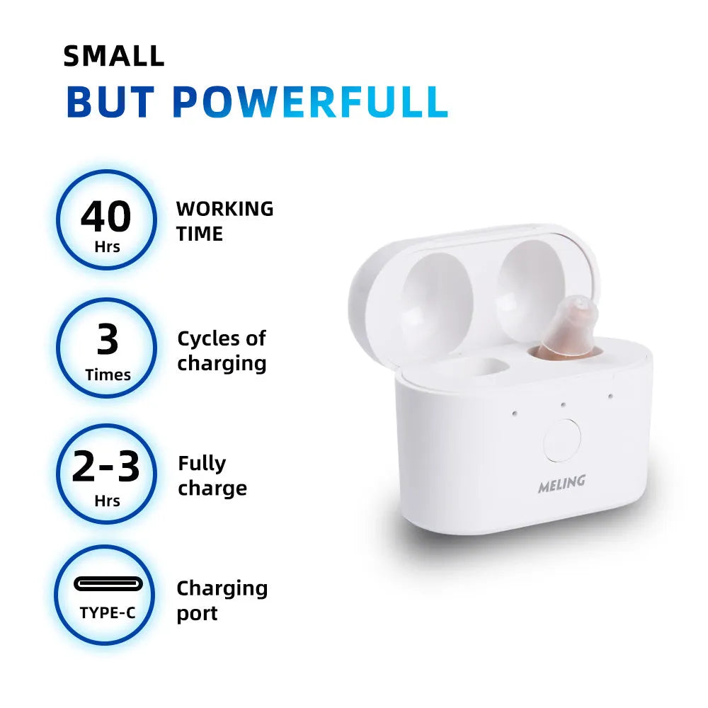 Rechargeable hearing aids with Germany digital chip and noise reduction, available in beige colour