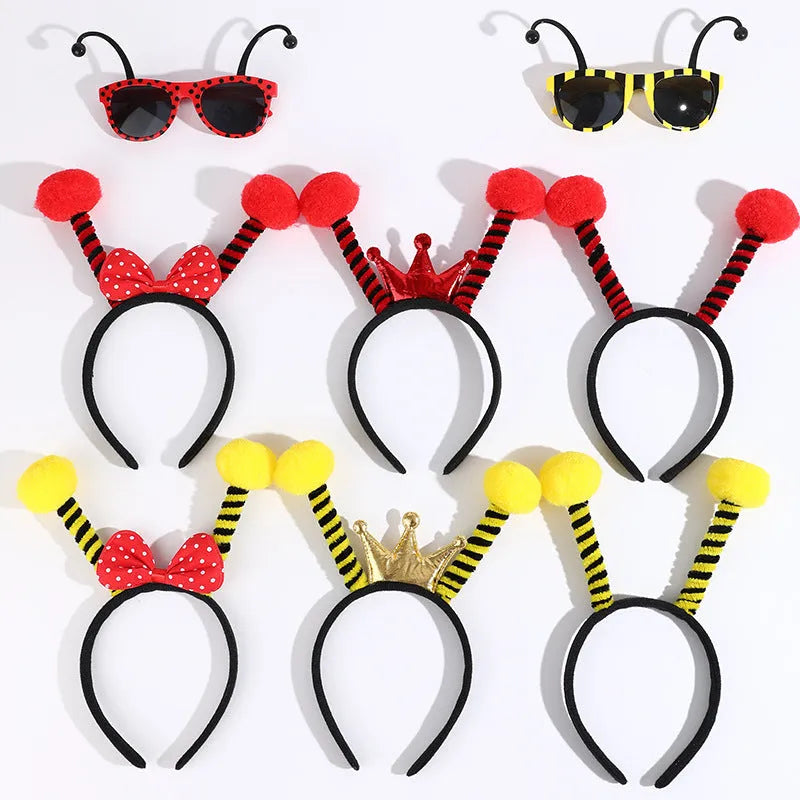 Yellow red bees costume set with headband and glasses for children's dress-up