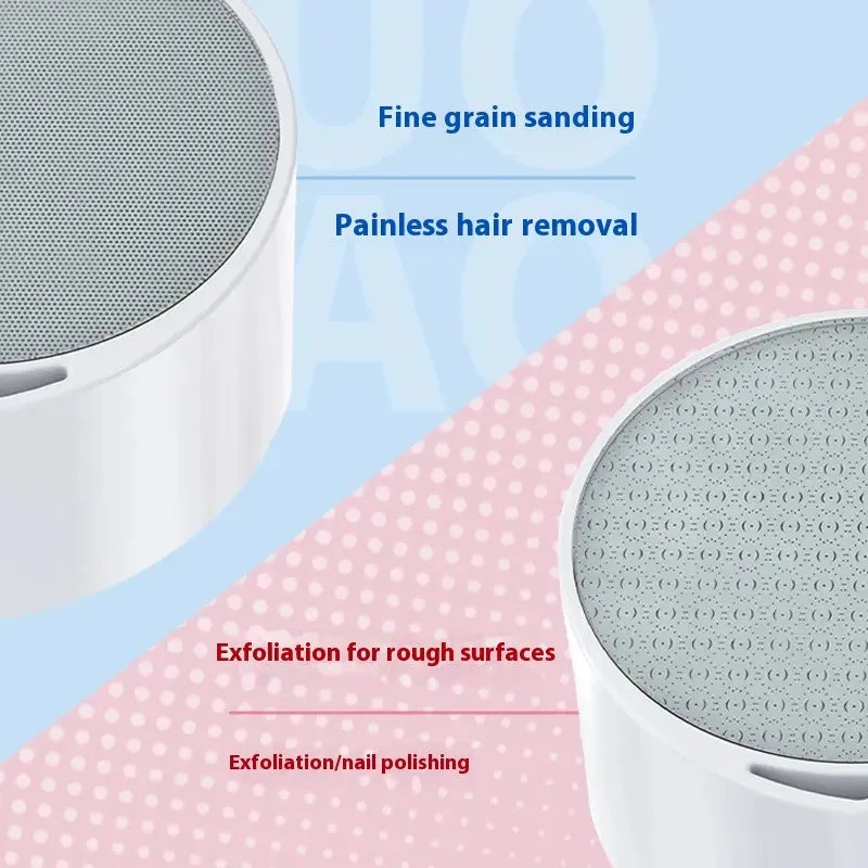 White plastic nano glass epilator and foot grinder 2-in-1 device for body hair removal