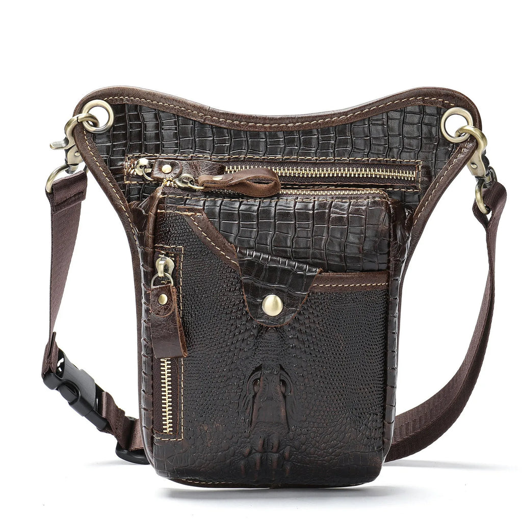 Crazy horse leather retro satchel bag with adjustable strap in distressed brown finish