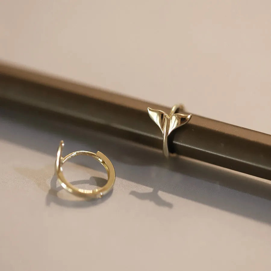 S925 sterling silver fishtail earrings with 14k gold plating in gold colour